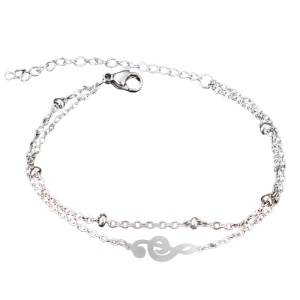 Bratara dama, dublata, model music, pandantiv cheia sol, cu accesorii bilute, reglabila, argintie