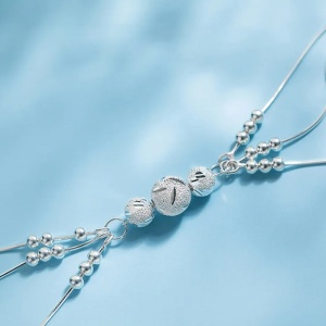 Bratara dama, model delicat cu accesorii bilute, dimensiune reglabila, tematica fancy touch, argintie - Img 2