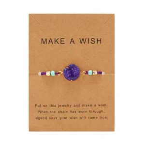 Bratara dama, sfoara, reglabila, model make a wish, accesoriu rotund, mov