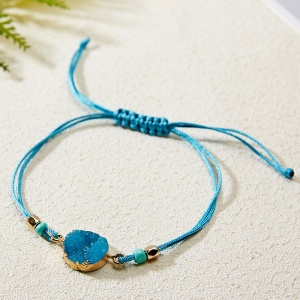 Bratara dama, sfoara, reglabila, model make a wish, accesoriu rotund, albastra - Img 3