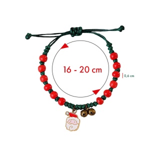Bratara reglabila, tematica de Craciun, model accesorizat cu Mos Craciun, tematica happy winter, unisex, rosu cu alb - Img 4