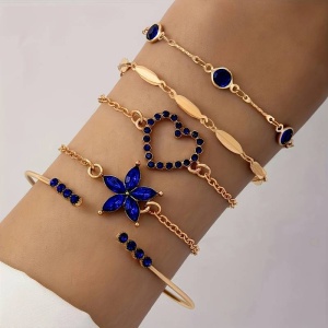 Bratari dama, set 5 bucati, model cute si versatil, accesorii multiple, reglabile, tematica blue madness, albastru