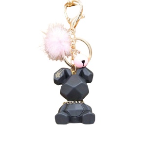 Breloc, model cu iepuras fashion, accesorii cute si zgomotoase, prindere sigura cu inel si carlig, tematica happy life rabbit, unisex, negru
