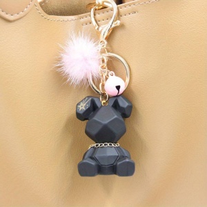 Breloc, model cu iepuras fashion, accesorii cute si zgomotoase, prindere sigura cu inel si carlig, tematica happy life rabbit, unisex, negru - Img 3