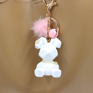 Breloc, model cu iepuras fashion, accesorii cute si zgomotoase, prindere sigura cu inel si carlig, tematica happy life rabbit, unisex, alb - Img 4