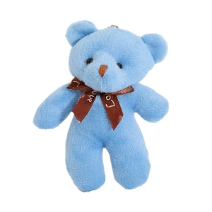 Breloc, model cu ursulet prietenos, accesorizat cu fundita de cadou, tematica I love you, albastru
