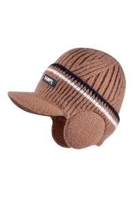 Caciula barbati, model cu cozoroc si acoperitori pentru urechi, detalii de contrast, tematica cool and warm winter, marime universala, maro