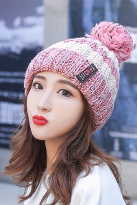 Caciula dama, model calduros cu pom pom, tematica cozy lady, marime universala, roz - Img 2