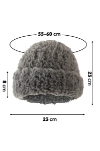 Caciula dama, model calduros pufos, tematica enjoy the snow, marime universala, gri - Img 3