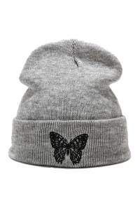 Caciula dama, model minimalist cu fluturas, tematica snow butterfly, marime universala, gri