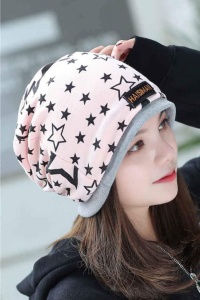 Caciula dama tip bandana, model cool cu stelute dublat la interior, despicatura la ambele parti, tematica urban style, marime universala, roz - Img 2