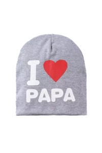 Caciula pentru copii, model “I love papa”, calduroasa si cool, gri, marime universala