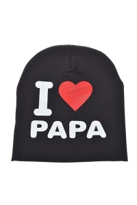 Caciula pentru copii, model “I love papa”, calduroasa si cool, neagra, marime universala