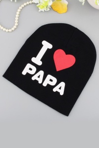 Caciula pentru copii, model “I love papa”, calduroasa si cool, neagra, marime universala - Img 2