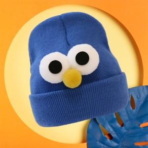 Caciula pentru copii, model minimalist accesorizat cu ochisori curiosi si nasuc nazdravan, tematica funny little baby, 0 – 1 ani, albastru navy - Img 3