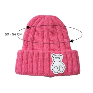 Caciula pentru copii, model moale si calduroasa, tematica happy bear world, 3 – 10 ani, roz aprins - Img 4