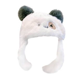 Caciula pentru copii, model pom pom cu urechiuse si prindere in doua moduri, tematica I wink back, 1 – 3 ani, alba