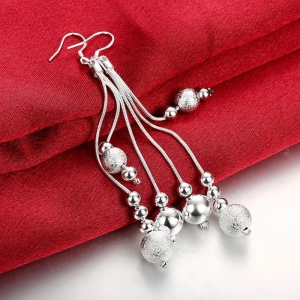Cercei dama, model delicat deosebit, accesorii multiple tip globuri, tematica fancy life, argintii - Img 4