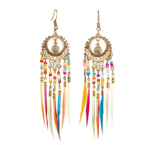 Cercei dama, model fashion traditional indian, tematica dream catcher, aurii