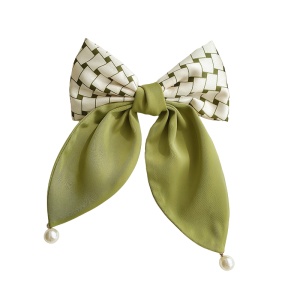 Clama de par, model office style cu funda, tematica green world, cu imprimeu abstract si accesorii perlute, verde