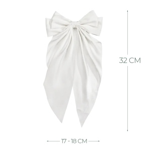 Clama de par tip ac, model cu funda ampla eleganta ponytail, alba - Img 3