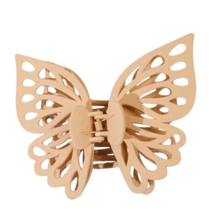 Cleste de par, prinde puternica, model voluminos fluture elegant, tematica I love butterfly, maro deschis
