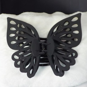 Cleste de par, prinde puternica, model voluminos fluture elegant, tematica I love butterfly, negru - Img 3