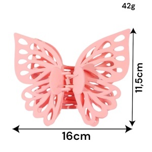 Cleste de par, prinde puternica, model voluminos fluture elegant, tematica I love butterfly, roz deschis - Img 4