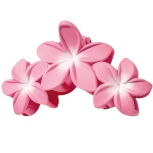 Cleste de par, prindere puternica, model cu flori tropicale, tematica hawaiian mood, roz
