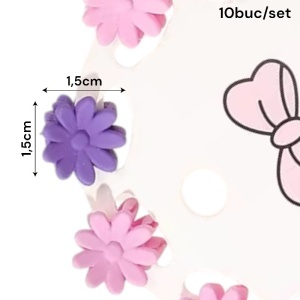 Clesti de par, set 10 bucati, model minimalist, prindere puternica, floricele delicate, M2, tematica happy life, mov - Img 3