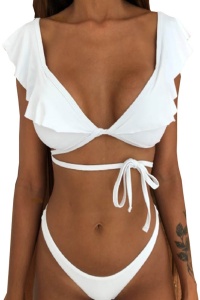 Costum de baie dama, 2 piese, model sexy summer crossbody alb