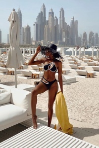 Costum de baie dama, 2 piese, negru, slip brazilian si sutien reglabil cu prindere pe un umar RO - Img 3