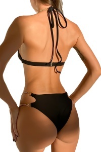 Costum de baie dama, 2 piese, negru, tanga si sutien reglabil RO - Img 2