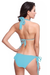 Costum de baie dama, albastru, 2 piese, slip clasic reglabil si sutien reglabil RO - Img 2