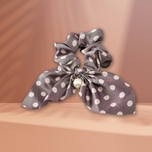 Elastic de par, model funda colorata si accesorizata, cu imprimeu buline, gri - Img 3