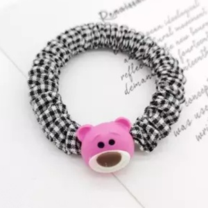 Elastic de par, negru cu ursulet roz - Img 3