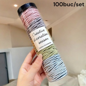 Elastic de par, set 100 bucati, model minimalist creativ, tematica lovely hairstyle, verde mixt - Img 2