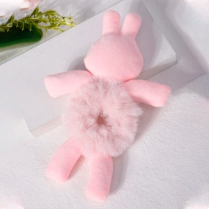 Elastic par, model animalute fericite, accesoriu iepuras roz, roz - Img 4