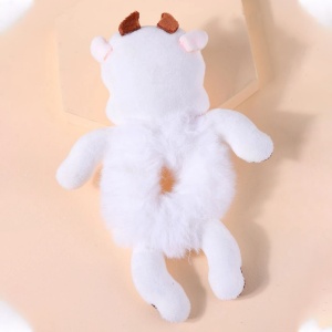 Elastic par, model animalute fericite, accesoriu vacuta, alb - Img 3