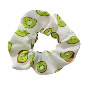 Elastic pentru par, model fructe delicioase, alba cu kiwi verde