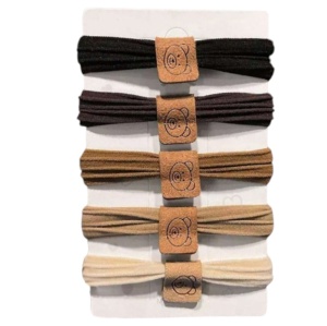 Elastic pentru par, set 50 bucati, model cu ursulet, prindere sigura, tematica little bear, maro mixt