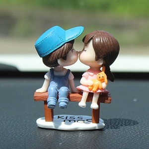 Figurine decorative, model cu fetita si baiat indragostiti accesorizat cu baloane, autoadeziv, tematica love couple, albastru - Img 3