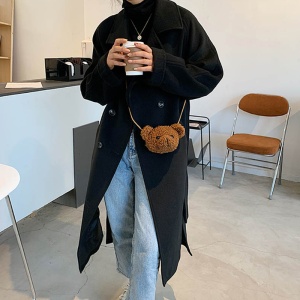 Geanta de dama, crossbody cu o singura bretea, model ursulet cute, maro - Img 4