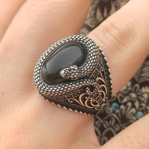 Inel black temptation, model sarpele ispititor, tematica dark royal, marime universala, reglabil, unisex, negru, - Img 2