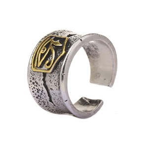 Inel reglabil, model retro, tematica ochiul lui Horus, marime universala, unisex, argintiu,