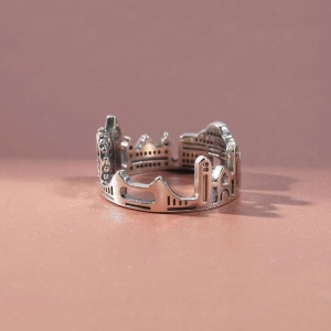 Inel unisex, model deosebit cu elemente specifice, tematica Great Britain, reglabil, argintiu - Img 4