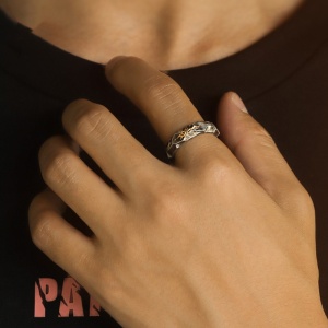 Inel unisex, set 2 piese, model cu rune, tematica wishing stone, reglabil, argintiu, - Img 2