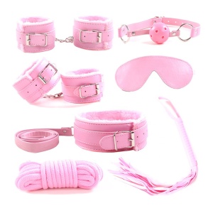 Jucarii erotice, set 7 piese accesorii incitante, delicate si sigure, tematica time for sins, model fun starts now, reglabile, roz