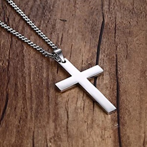 Lant cu cruce, argintiu, unisex - Img 2