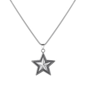 Lant lucky charm, cu pandantiv stea, model nord star, unisex, argintiu,